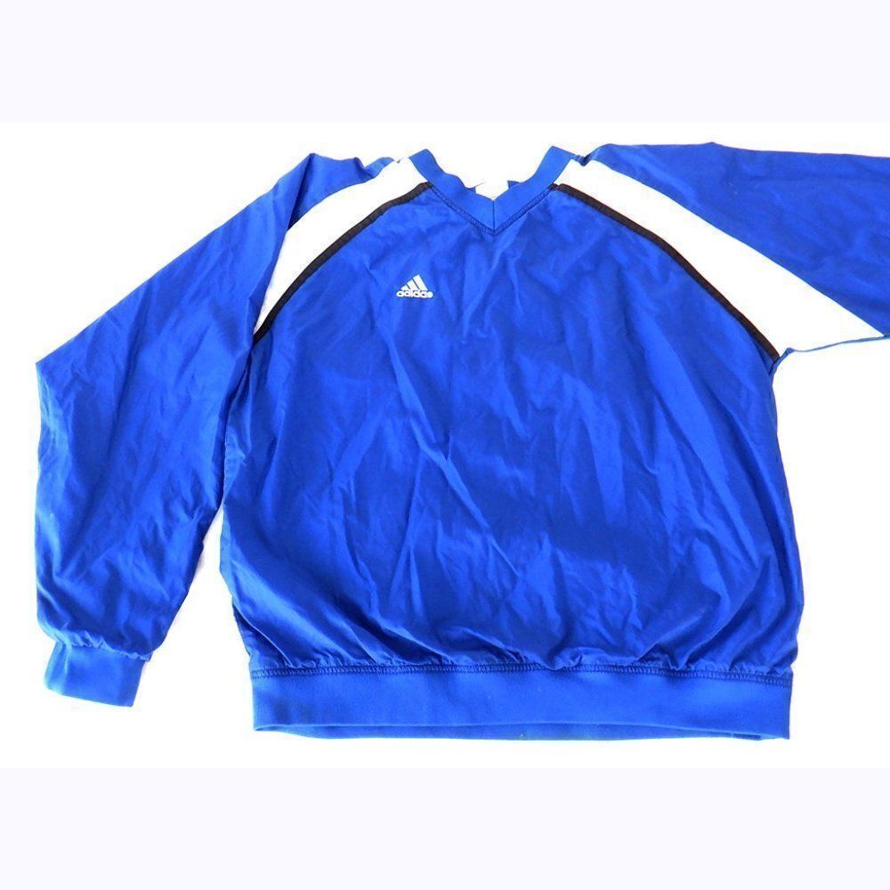 Adidas blue pullover lined windbreaker sweater